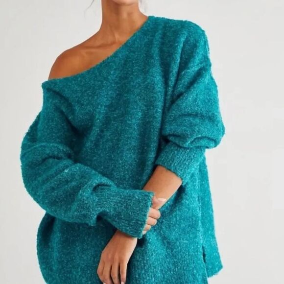 Free People Sweaters - Free People Moira Oversized Sweater in Turquoise XS